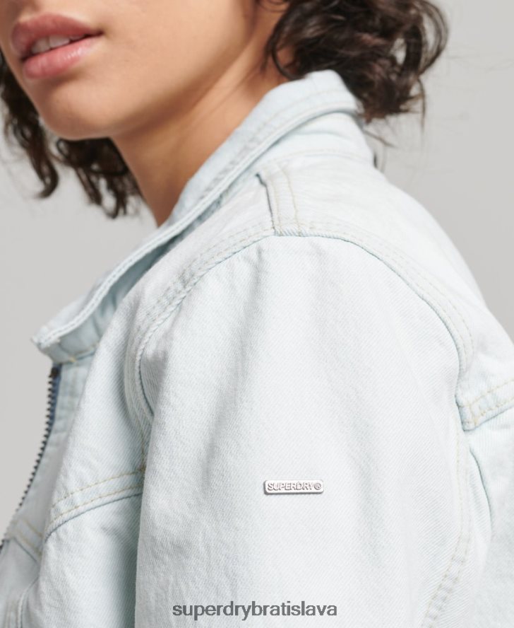 Superdry ženy indie klubová džínsová bunda 6B4ZTR3552 oblečenie svetlo modrá