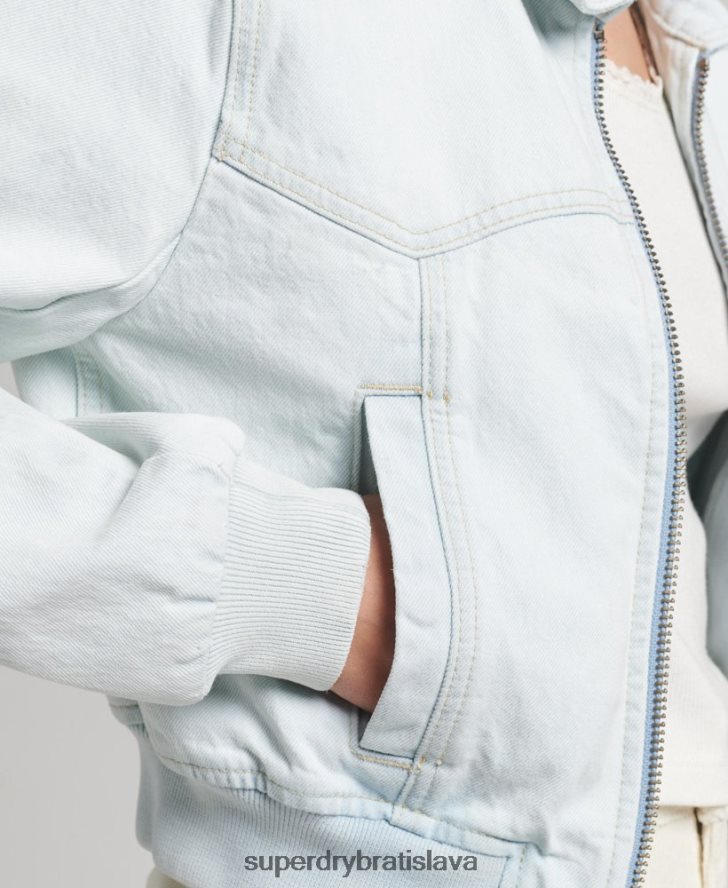 Superdry ženy indie klubová džínsová bunda 6B4ZTR3552 oblečenie svetlo modrá