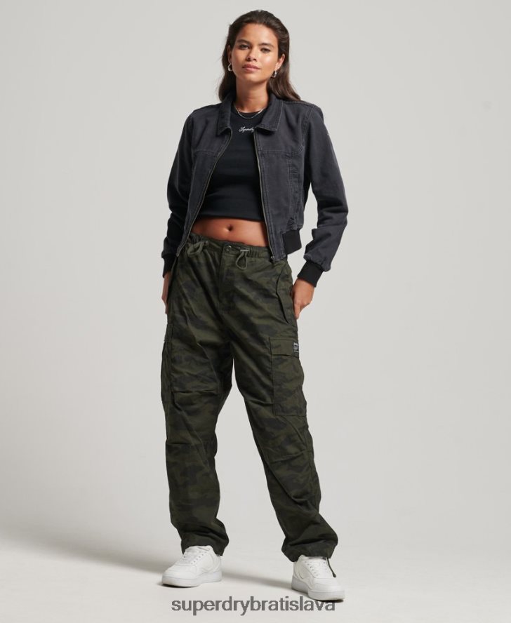 Superdry ženy indie klubová plátenná bunda 6B4ZTR3733 oblečenie čierna