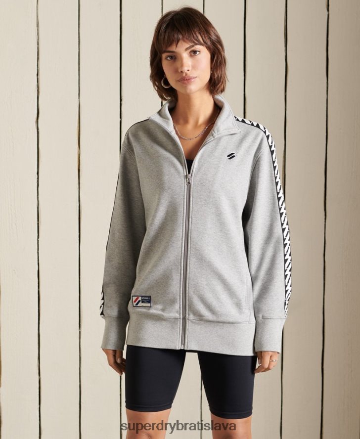 Superdry ženy kód nadrozmerná pásková bunda 6B4ZTR6047 oblečenie sivá