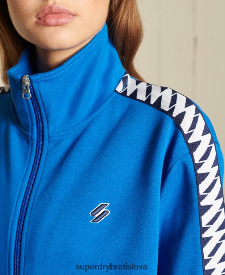 Superdry ženy kód nadrozmerná pásková bunda 6B4ZTR6165 oblečenie Modrá