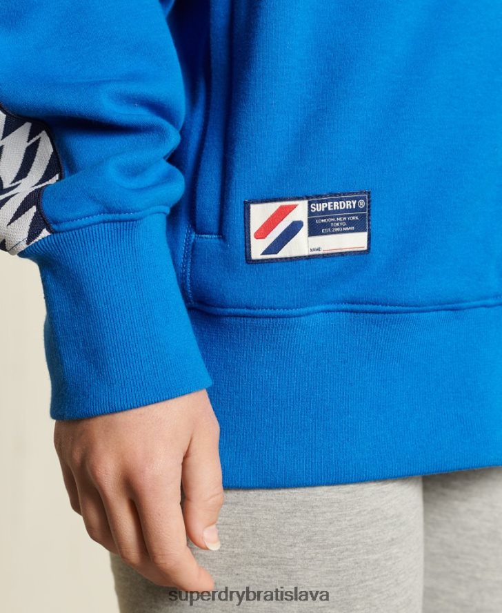 Superdry ženy kód nadrozmerná pásková bunda 6B4ZTR6165 oblečenie Modrá