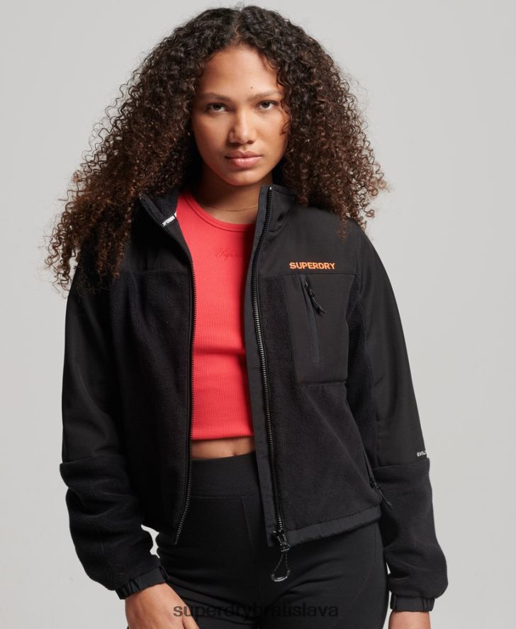 Superdry ženy kódová hybridná trekingová bunda 6B4ZTR3615 oblečenie čierna