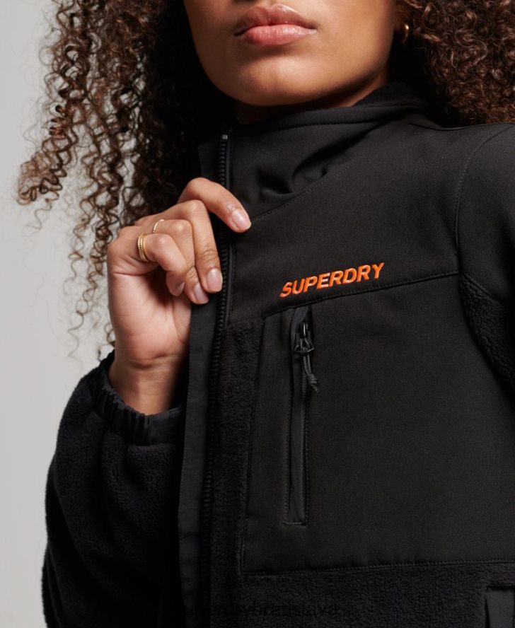 Superdry ženy kódová hybridná trekingová bunda 6B4ZTR3615 oblečenie čierna