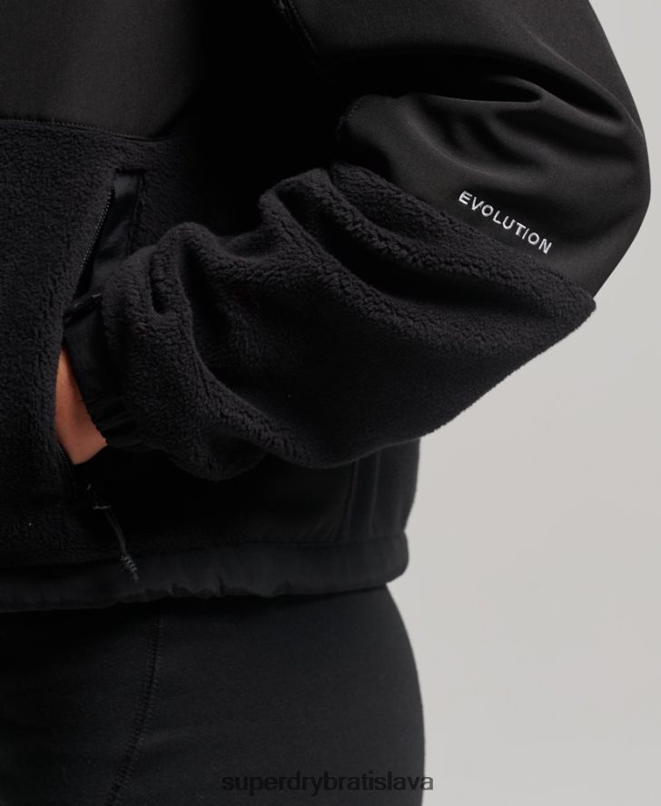 Superdry ženy kódová hybridná trekingová bunda 6B4ZTR3615 oblečenie čierna