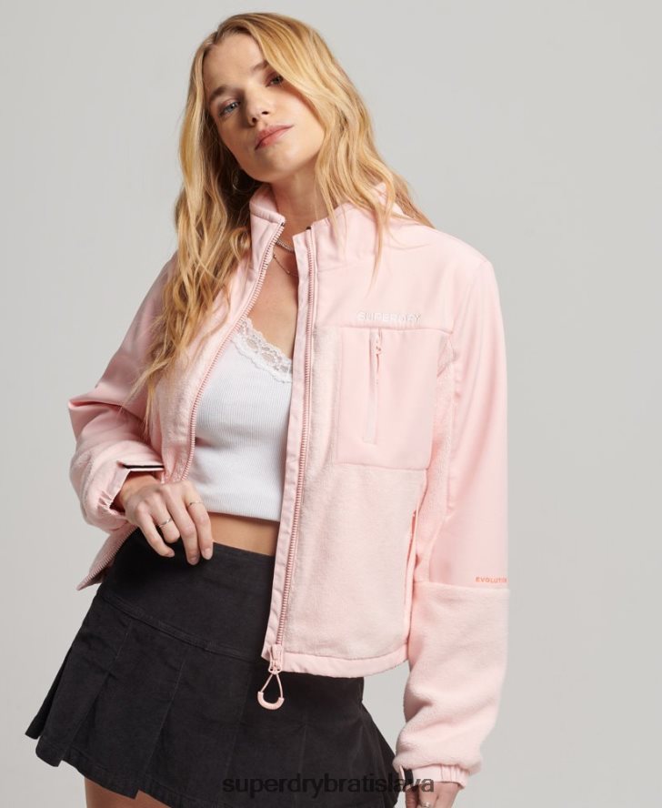 Superdry ženy kódová hybridná trekingová bunda 6B4ZTR3617 oblečenie Ružová