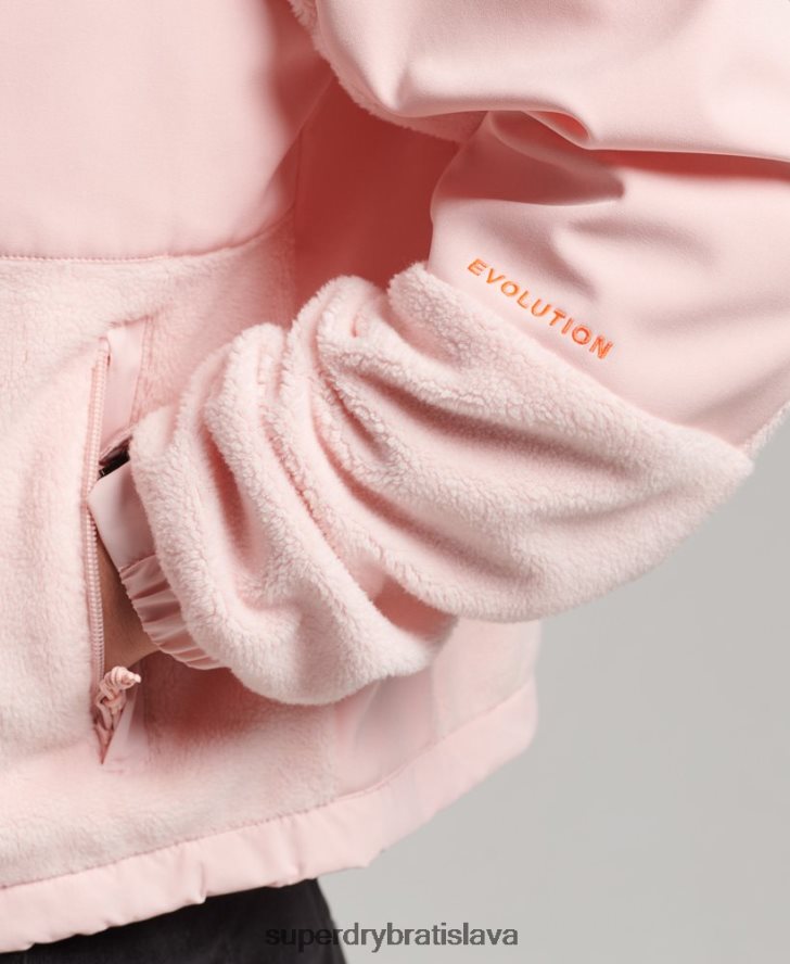 Superdry ženy kódová hybridná trekingová bunda 6B4ZTR3617 oblečenie Ružová