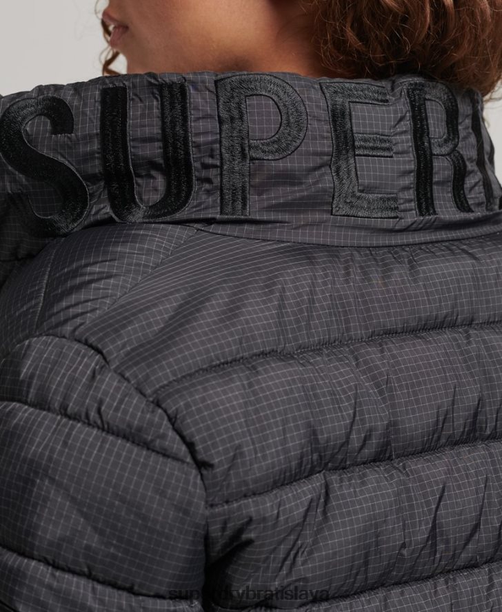 Superdry ženy klasická bunda s logom 6B4ZTR5418 oblečenie čierna