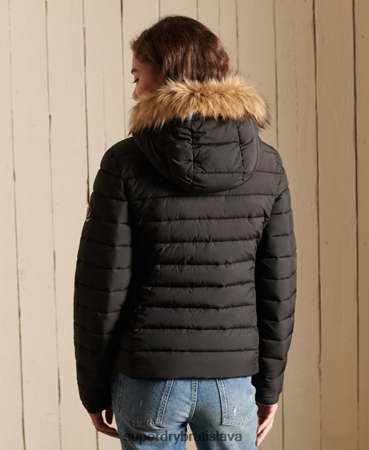Superdry ženy klasická fuji bunda z umelej kožušiny 6B4ZTR3741 oblečenie čierna