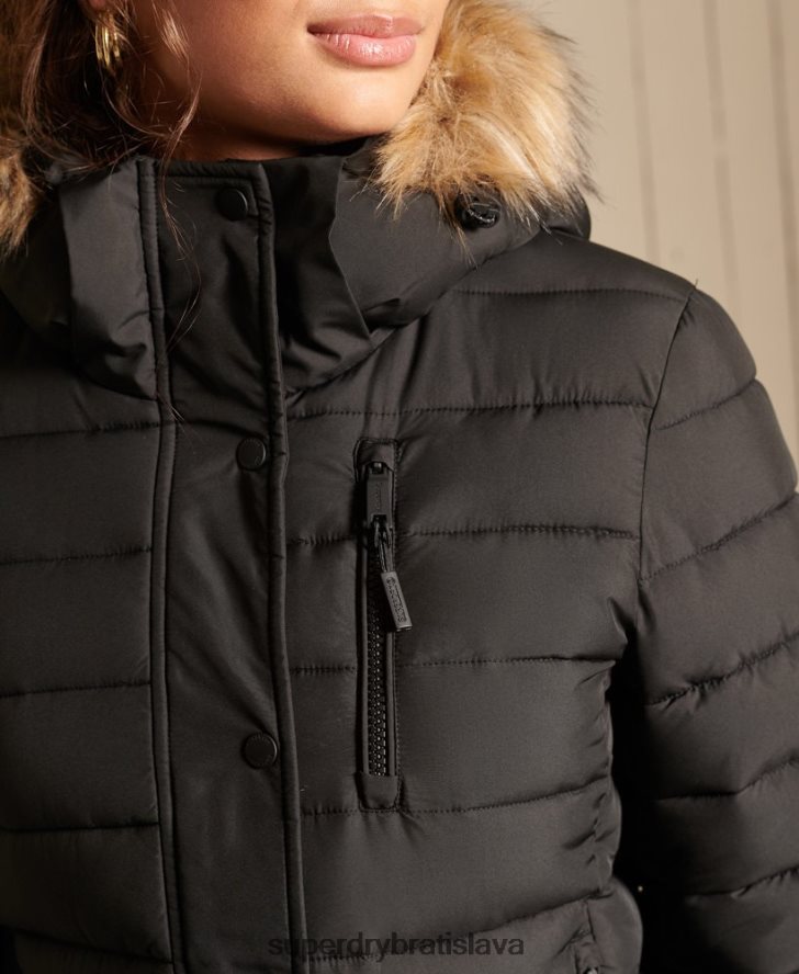 Superdry ženy klasická fuji bunda z umelej kožušiny 6B4ZTR3741 oblečenie čierna