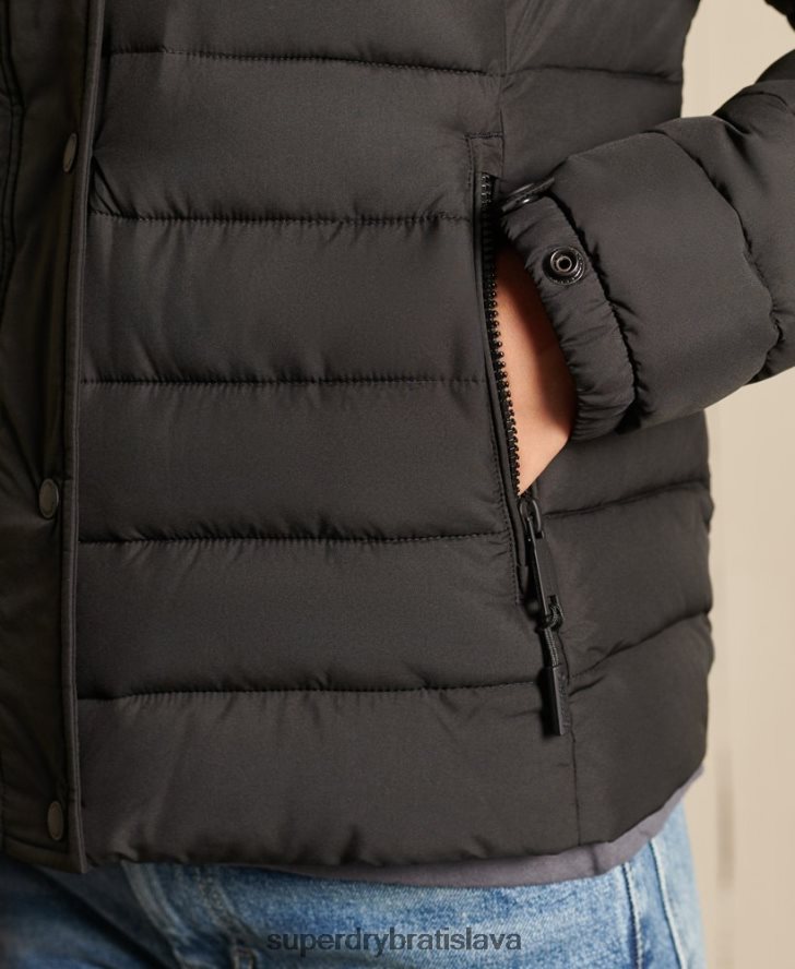Superdry ženy klasická fuji bunda z umelej kožušiny 6B4ZTR3741 oblečenie čierna