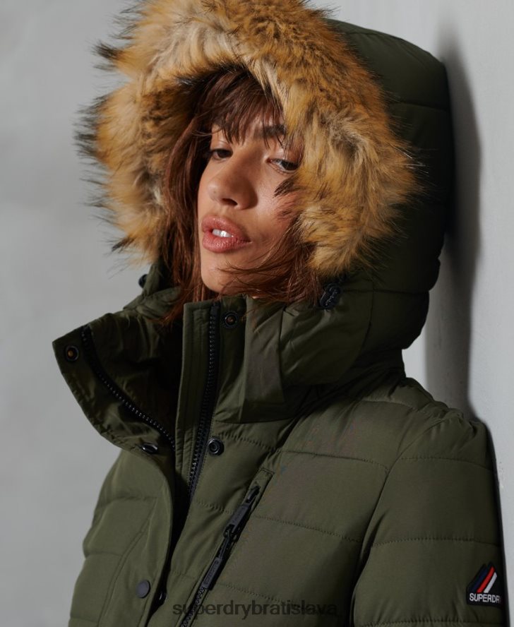 Superdry ženy klasická fuji bunda z umelej kožušiny 6B4ZTR5607 oblečenie zelená