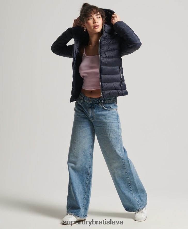 Superdry ženy klasická fuji puffer bunda 6B4ZTR3657 oblečenie námorníctvo