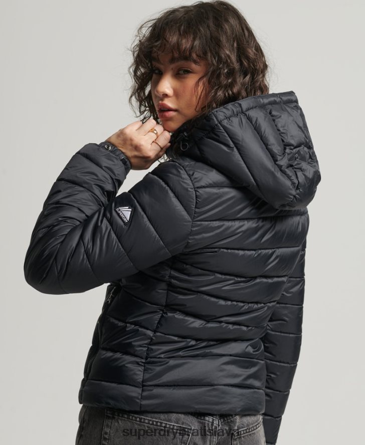 Superdry ženy klasická fuji puffer bunda 6B4ZTR3794 oblečenie čierna
