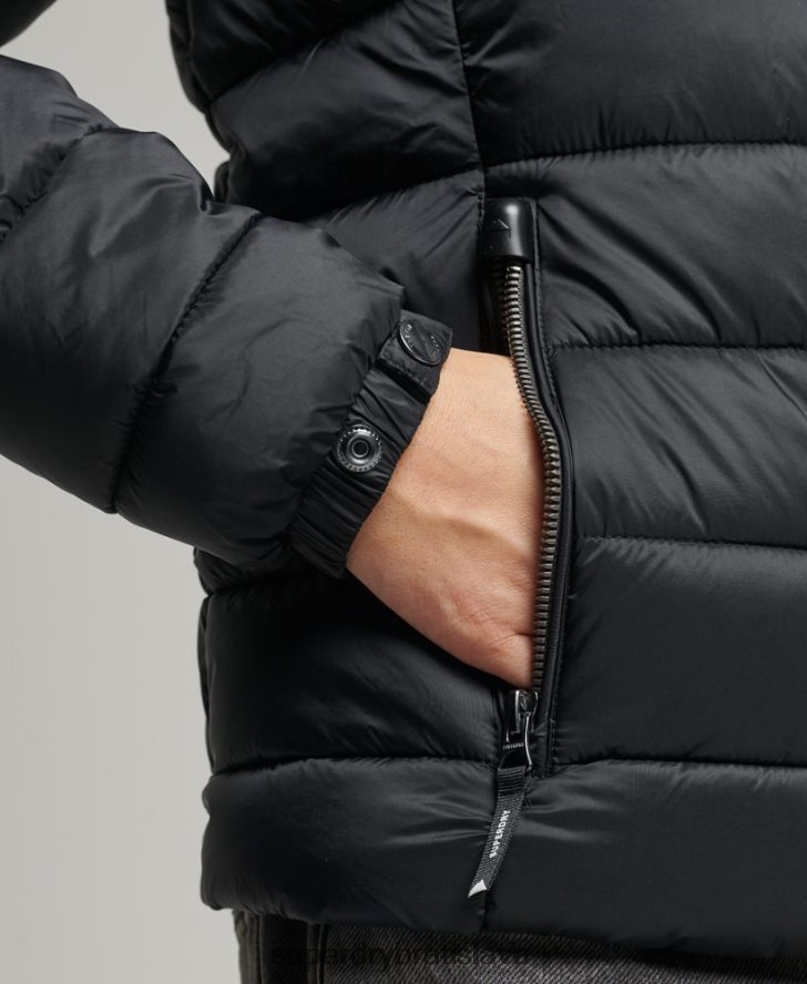 Superdry ženy klasická fuji puffer bunda 6B4ZTR3794 oblečenie čierna