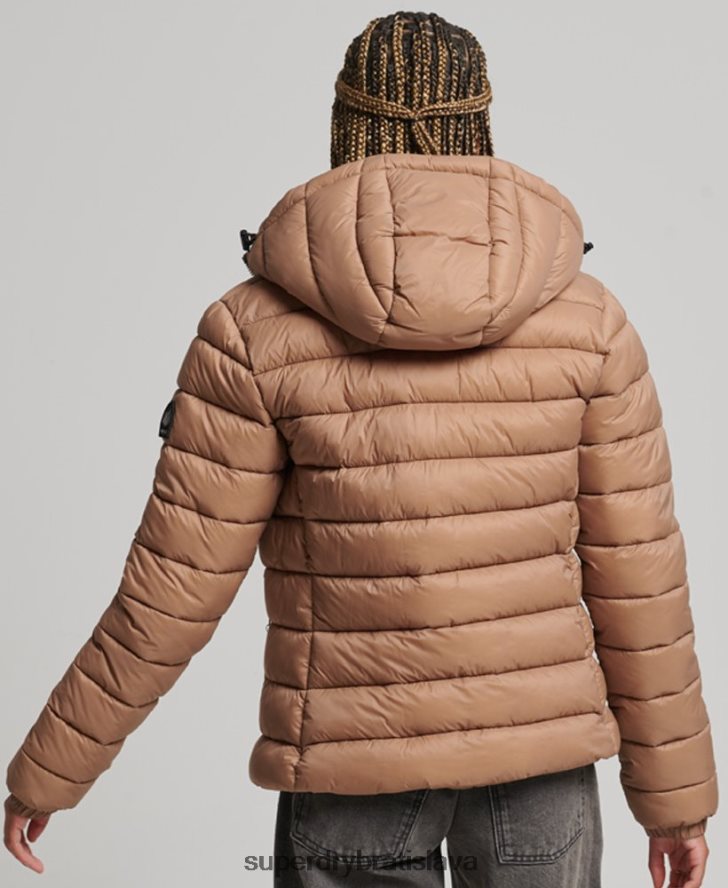 Superdry ženy klasická nafukovacia bunda s kapucňou 6B4ZTR3686 oblečenie hnedá