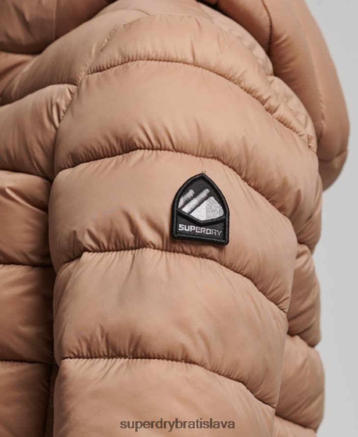 Superdry ženy klasická nafukovacia bunda s kapucňou 6B4ZTR3686 oblečenie hnedá