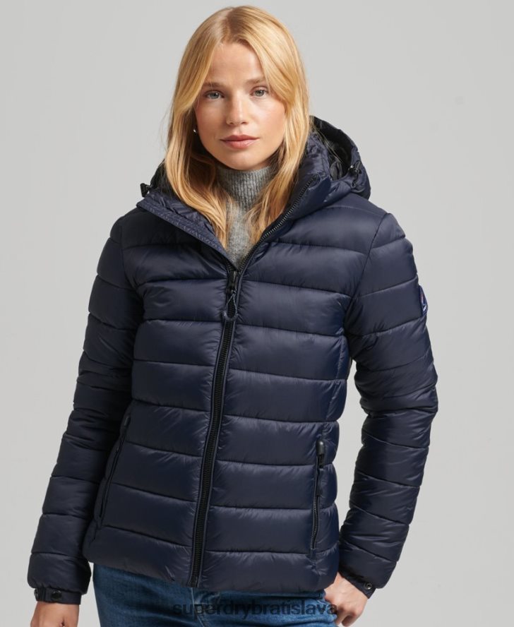 Superdry ženy klasická nafukovacia bunda s kapucňou 6B4ZTR3687 oblečenie námorníctvo