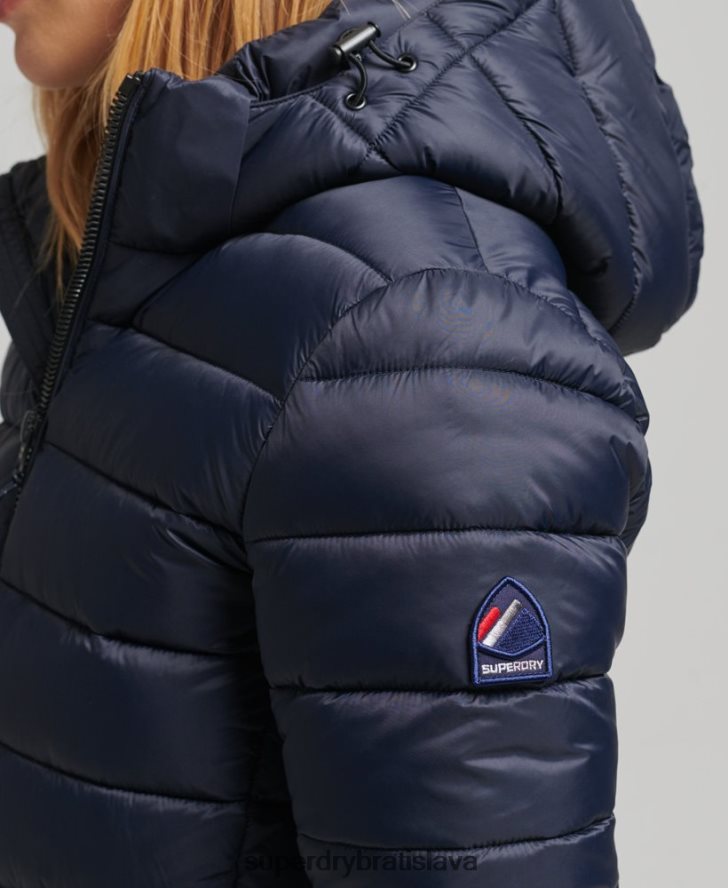 Superdry ženy klasická nafukovacia bunda s kapucňou 6B4ZTR3687 oblečenie námorníctvo