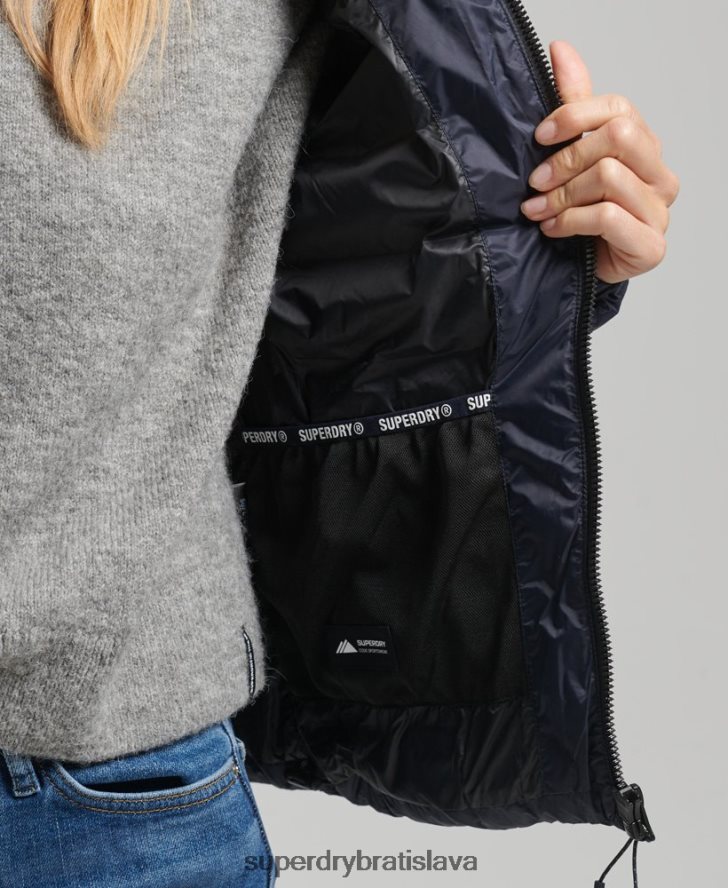 Superdry ženy klasická nafukovacia bunda s kapucňou 6B4ZTR3687 oblečenie námorníctvo