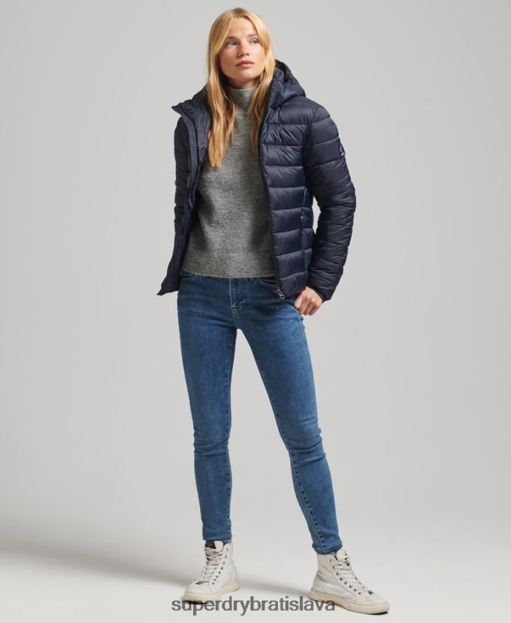 Superdry ženy klasická nafukovacia bunda s kapucňou 6B4ZTR3687 oblečenie námorníctvo