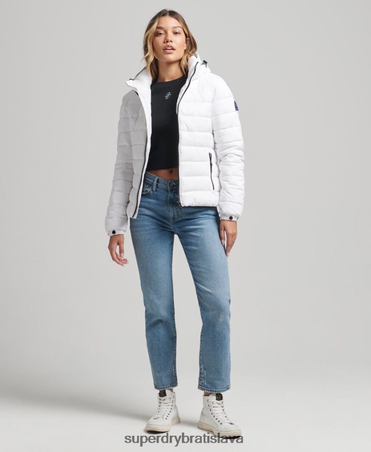 Superdry ženy klasická nafukovacia bunda s kapucňou 6B4ZTR3712 oblečenie biely