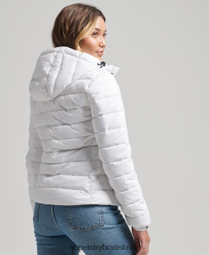 Superdry ženy klasická nafukovacia bunda s kapucňou 6B4ZTR3712 oblečenie biely