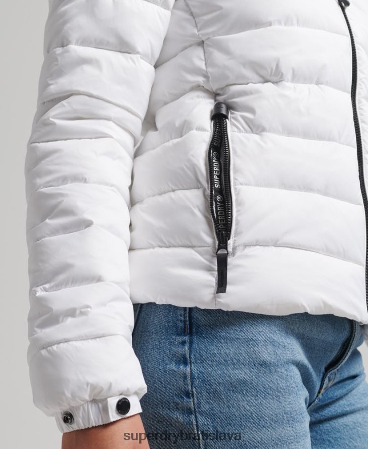 Superdry ženy klasická nafukovacia bunda s kapucňou 6B4ZTR3712 oblečenie biely