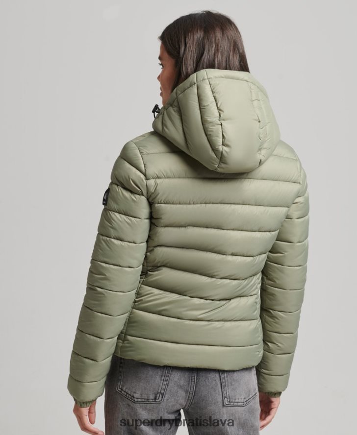 Superdry ženy klasická nafukovacia bunda s kapucňou 6B4ZTR3730 oblečenie kaki