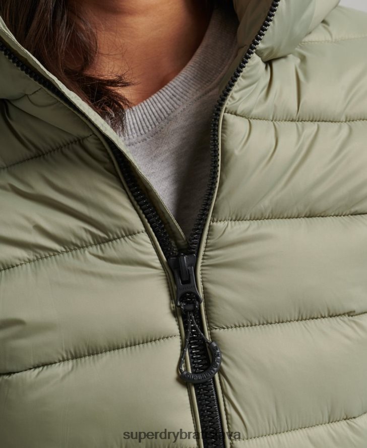 Superdry ženy klasická nafukovacia bunda s kapucňou 6B4ZTR3730 oblečenie kaki