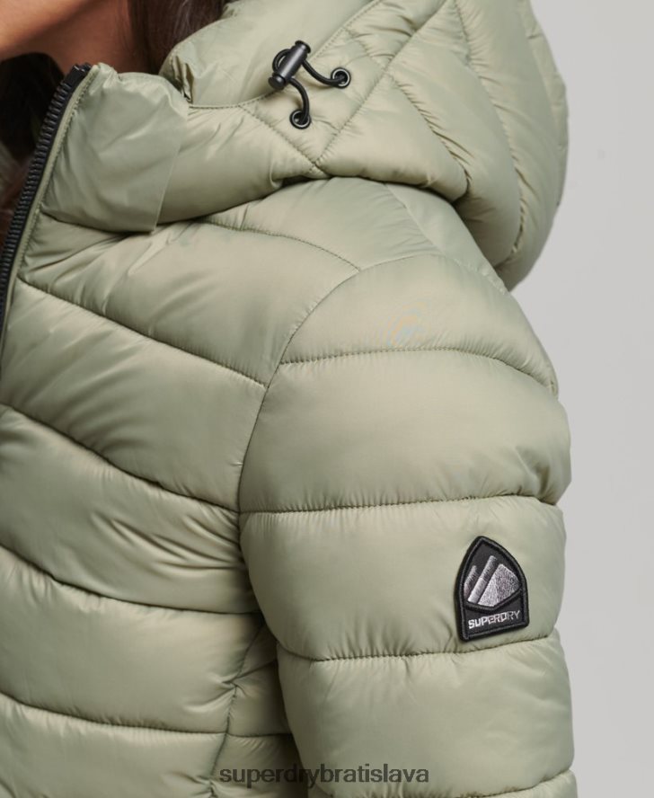 Superdry ženy klasická nafukovacia bunda s kapucňou 6B4ZTR3730 oblečenie kaki
