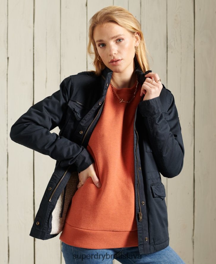 Superdry ženy klasická nováčikovská bunda Borg 6B4ZTR5583 oblečenie námorníctvo