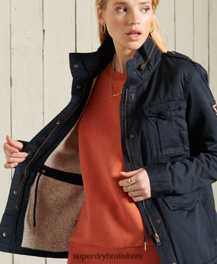 Superdry ženy klasická nováčikovská bunda Borg 6B4ZTR5583 oblečenie námorníctvo