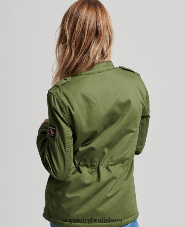 Superdry ženy klasická nováčikovská bunda Borg 6B4ZTR5588 oblečenie zelená