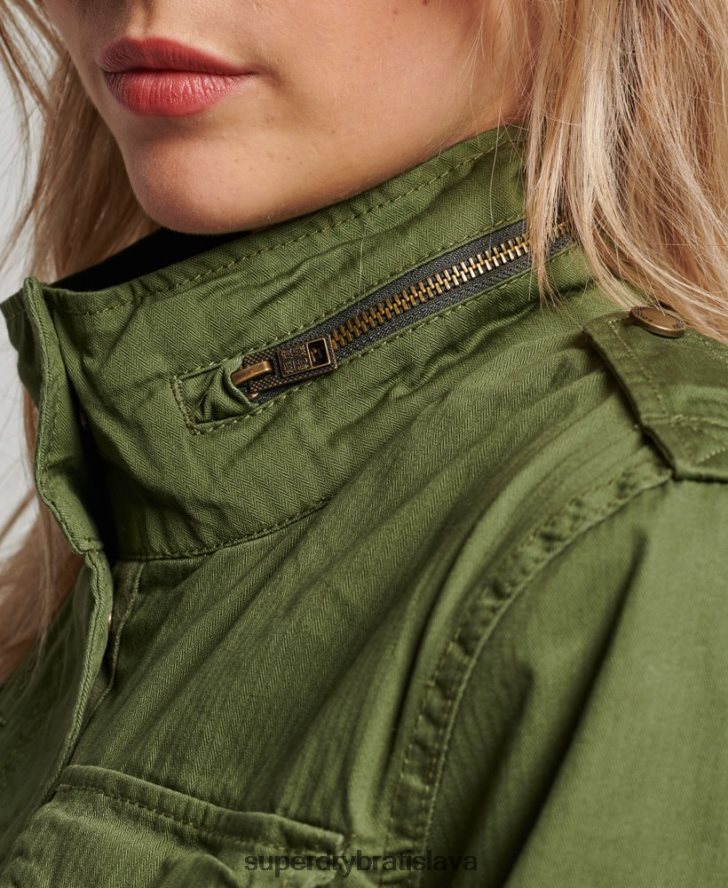 Superdry ženy klasická nováčikovská bunda Borg 6B4ZTR5588 oblečenie zelená