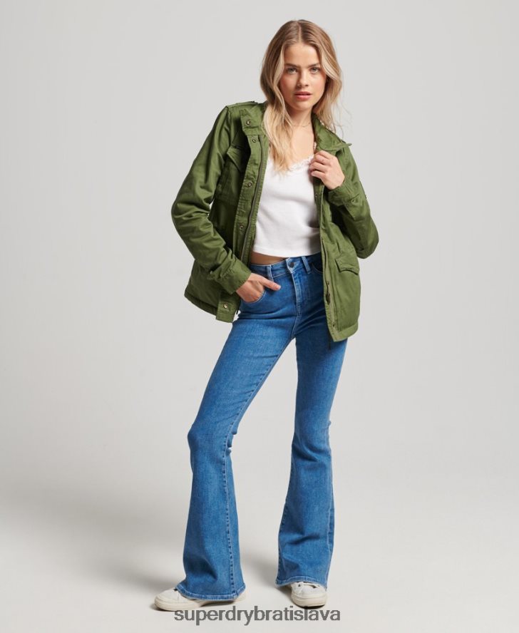 Superdry ženy klasická nováčikovská bunda Borg 6B4ZTR5588 oblečenie zelená