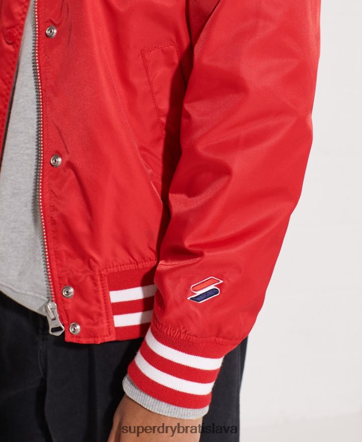 Superdry ženy klasická univerzitná baseballová bunda 6B4ZTR5482 oblečenie červená