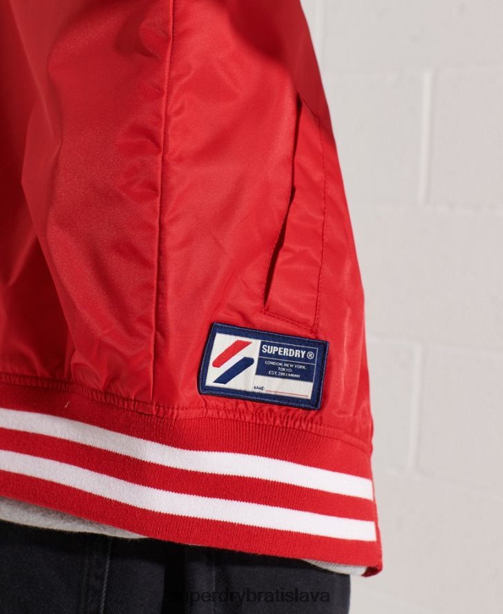 Superdry ženy klasická univerzitná baseballová bunda 6B4ZTR5482 oblečenie červená