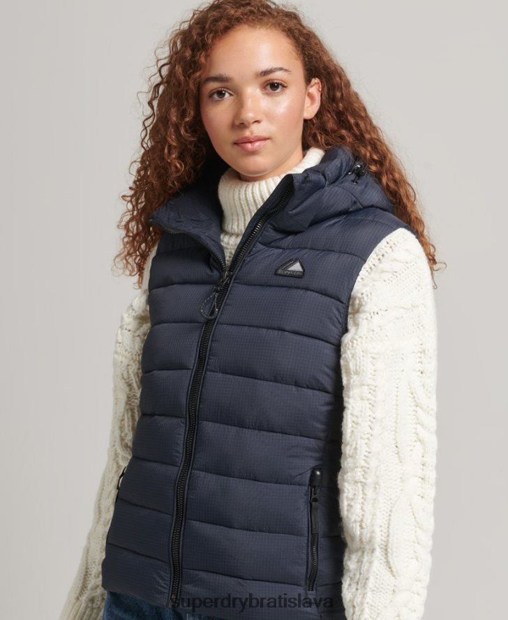 Superdry ženy klasická vystužená vesta s kapucňou 6B4ZTR3797 oblečenie námorníctvo