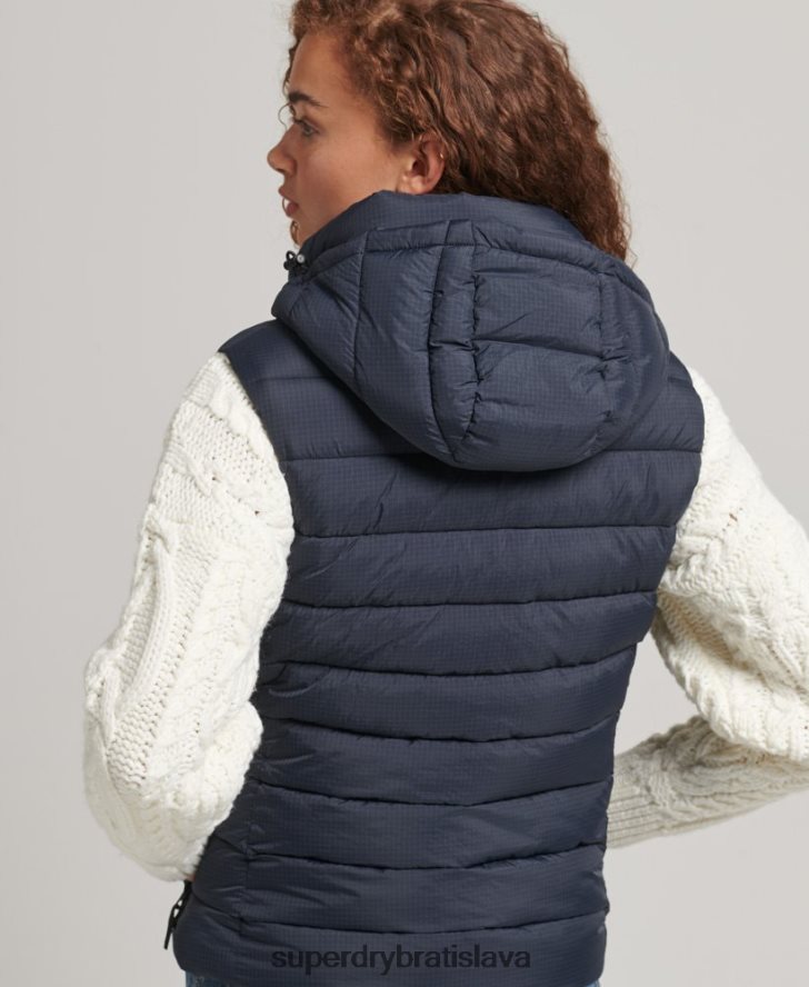 Superdry ženy klasická vystužená vesta s kapucňou 6B4ZTR3797 oblečenie námorníctvo