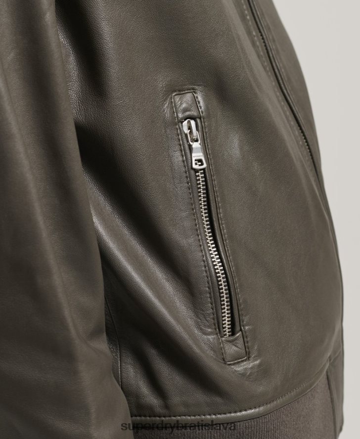 Superdry ženy kožená letecká bombardovacia bunda 6B4ZTR5620 oblečenie tmavošedý