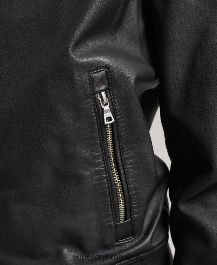 Superdry ženy kožená letecká bombardovacia bunda 6B4ZTR5723 oblečenie čierna