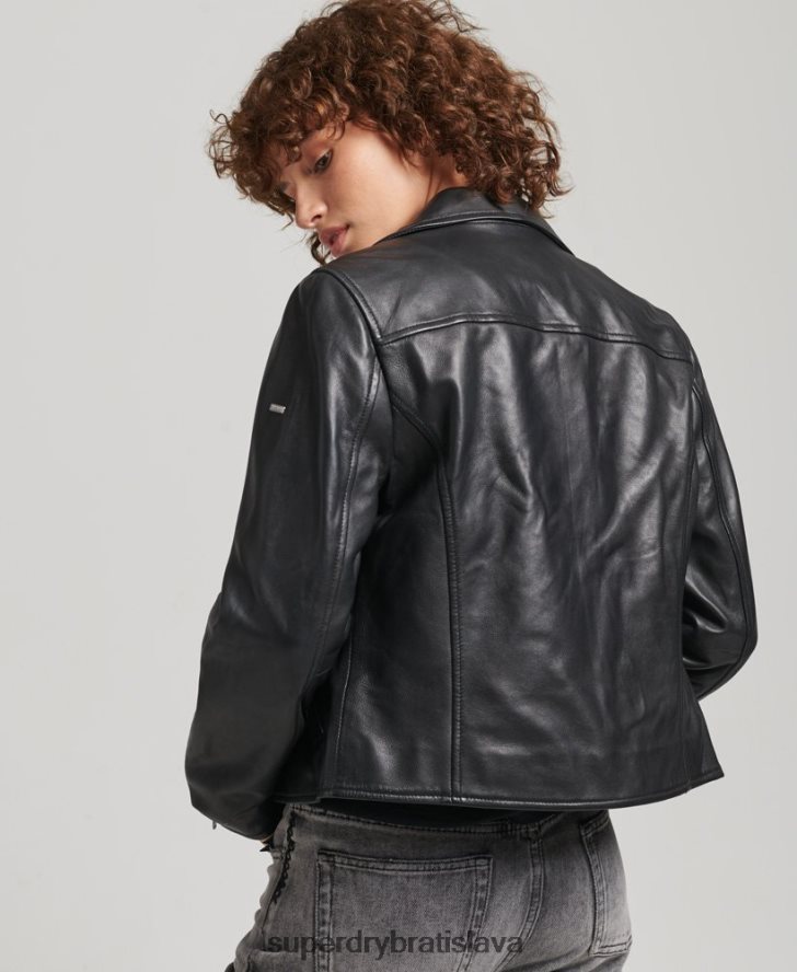Superdry ženy kožená motorkárska bunda 6B4ZTR3590 oblečenie čierna