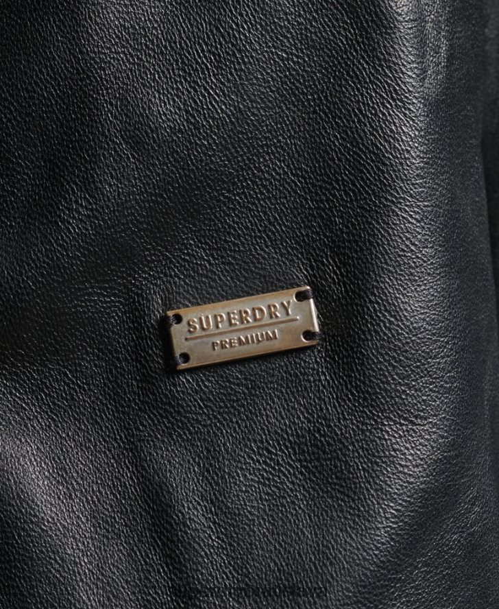 Superdry ženy kožená motorkárska bunda rylee 6B4ZTR3735 oblečenie čierna