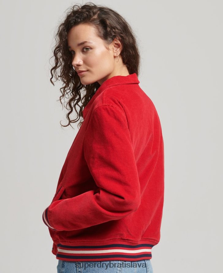 Superdry ženy kordová bomber bunda 6B4ZTR5580 oblečenie červená