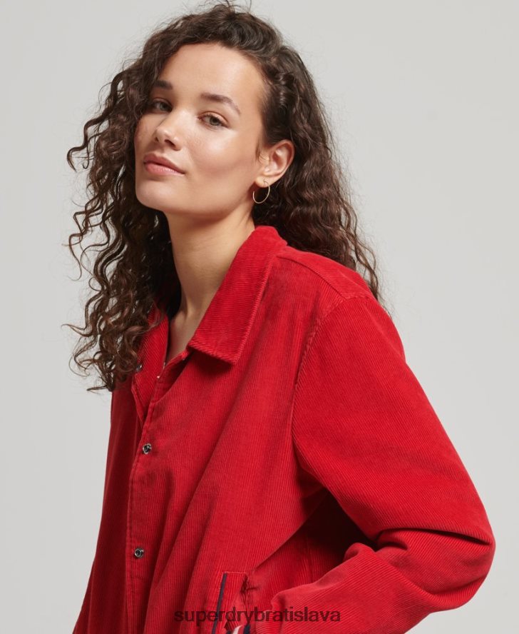 Superdry ženy kordová bomber bunda 6B4ZTR5580 oblečenie červená