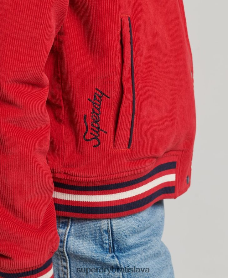 Superdry ženy kordová bomber bunda 6B4ZTR5580 oblečenie červená