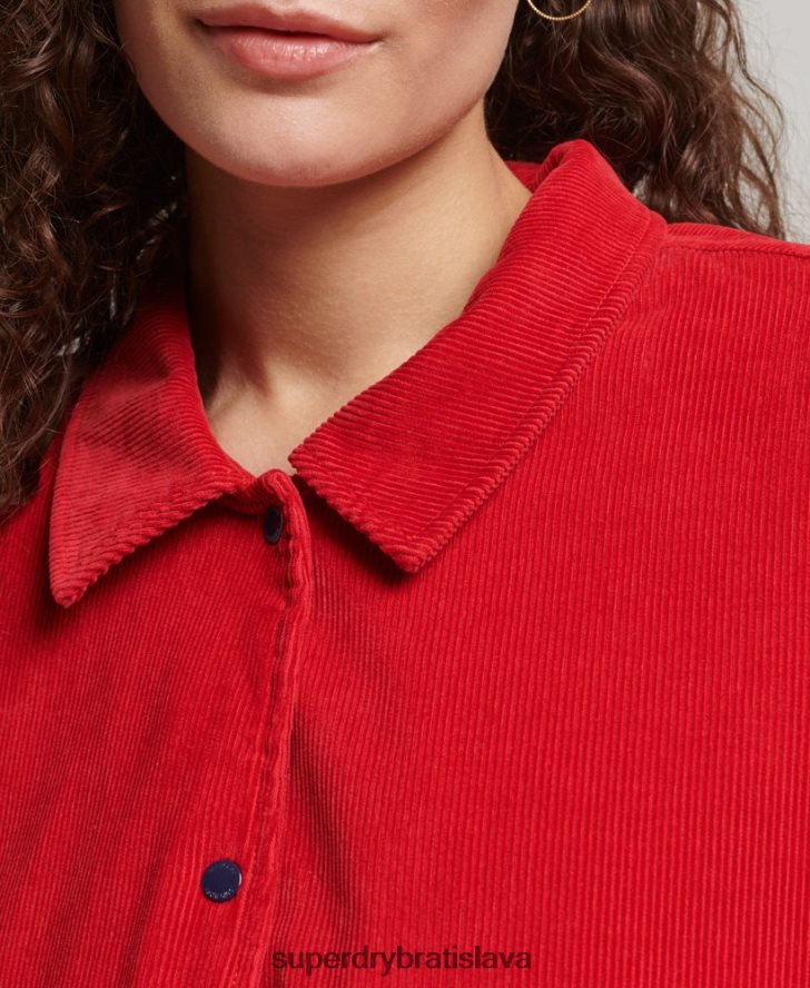 Superdry ženy kordová bomber bunda 6B4ZTR5580 oblečenie červená