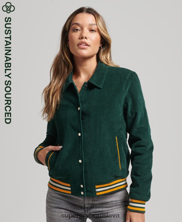 Superdry ženy kordová bomber bunda 6B4ZTR5618 oblečenie zelená