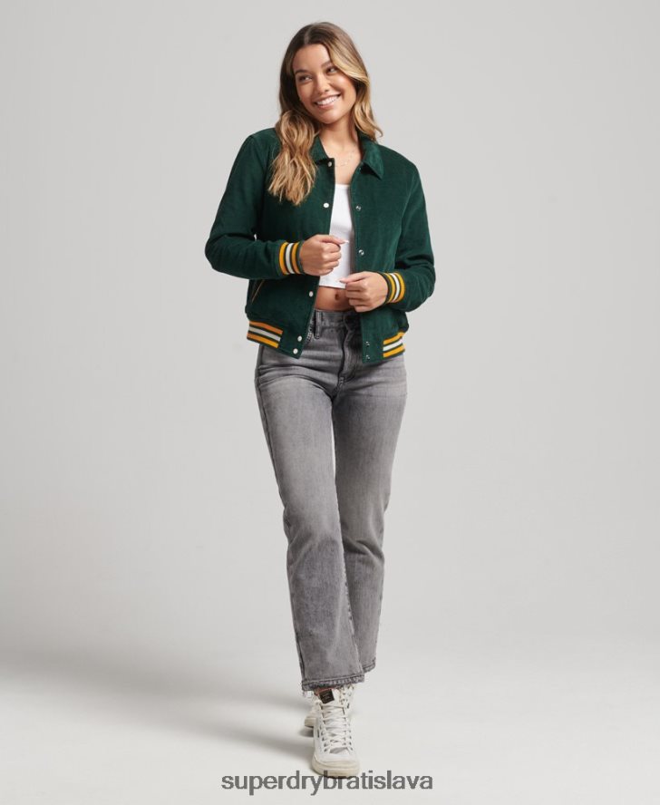 Superdry ženy kordová bomber bunda 6B4ZTR5618 oblečenie zelená